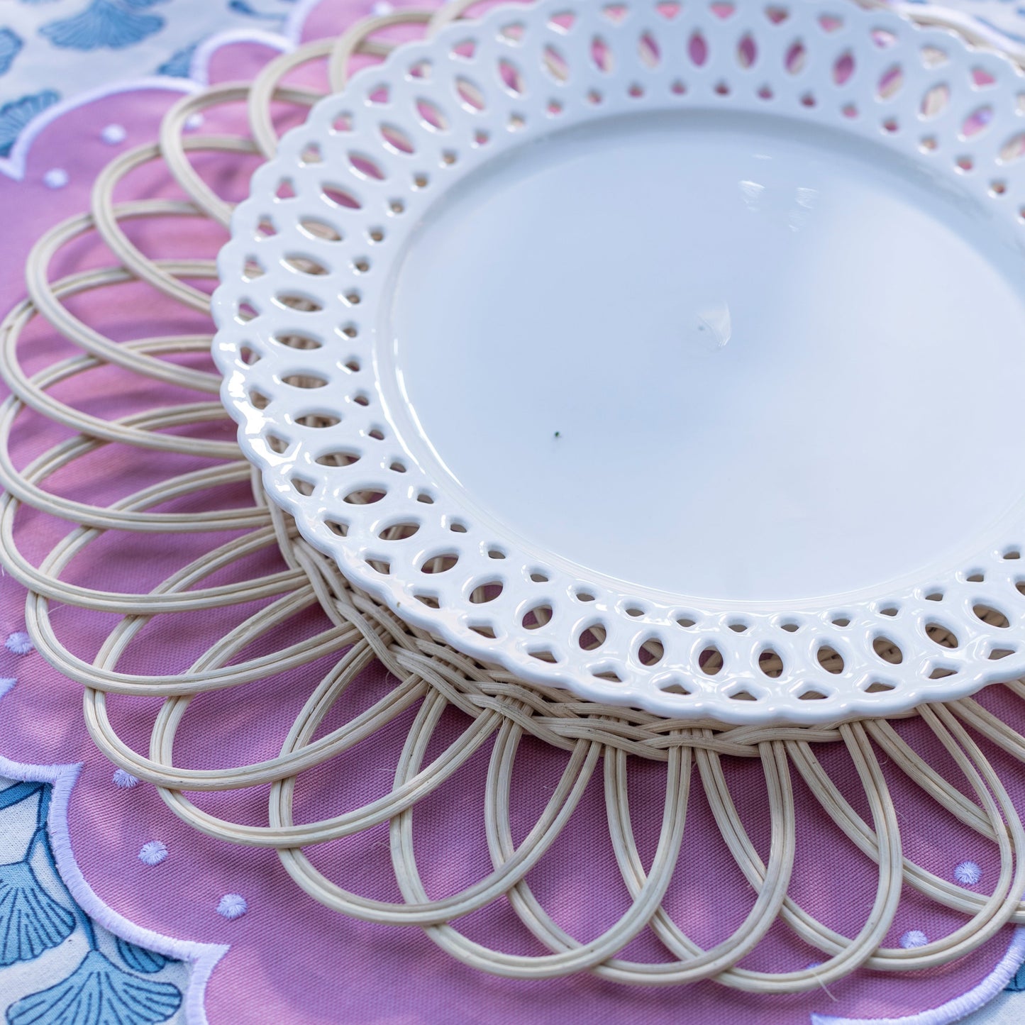 Bajo Plato "Fleur" de Mimbre (Set de 4)